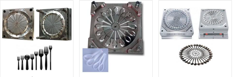 khuôn ép phun 40 khoang cho thìa nĩa nhựa, gia công khuôn ép nhựa, xưởng gia công khuôn ép nhựa, dịch vụ chế tạo khuôn