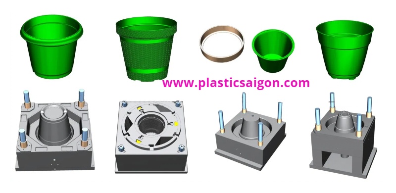 Khuôn ép chậu hoa hình trụ tháp theo yêu cầu, khuôn chậu cây, gia công khuôn, nhận làm khuôn, khuôn mẫu sài gòn, khuôn mẫu Việt Nam, gia công ép nhựa, xưởng làm khuôn ép nhựa