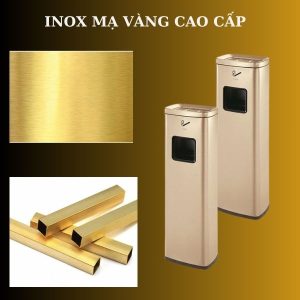 Cây gạt tàn hình chữ nhật inox vàng Plasticsaigon - anh san pham