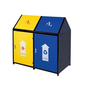 Thùng phân loại rác 2 ngăn nắp bập bênh nhựa HDPE 50L bền chắc