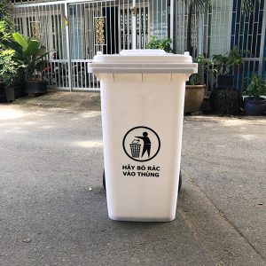 Thùng rác 120L nhựa HDPE màu trắng Plasticsaigon - hinh 2