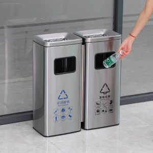 Thùng rác 2 ngăn inox có gạt tàn Plasticsaigon - hinh 2