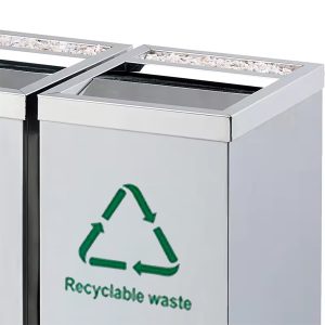 Thùng rác 2 ngăn inox nắp lật có gạt tàn Plasticsaigon - anh san pham