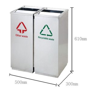 Thùng rác 2 ngăn inox nắp lật có gạt tàn Plasticsaigon - hinh 2