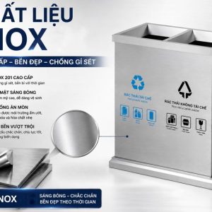 Thùng rác 2 ngăn inox ngoài trời Plasticsaigon - anh san pham