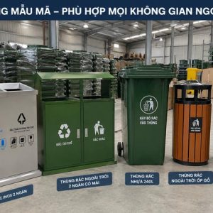 Thùng rác 2 ngăn inox ngoài trời Plasticsaigon - hinh 2