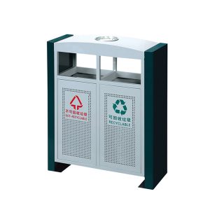 Thùng rác 2 ngăn ngoài trời có gạt tàn Plasticsaigon - anh san pham