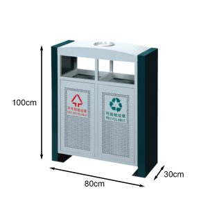 Thùng rác 2 ngăn ngoài trời nhựa HDPE có gạt tàn 120L bền bỉ - hình 1