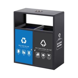 Thùng rác 2 ngăn phân loại ngoài trời nhựa HDPE 120L bền chắc