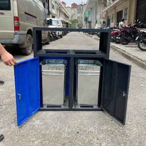 Thùng rác 2 ngăn phân loại ngoài trời Plasticsaigon - hinh 2