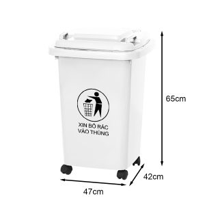 Thùng rác 60L màu trắng nhựa HDPE Plasticsaigon - anh san pham
