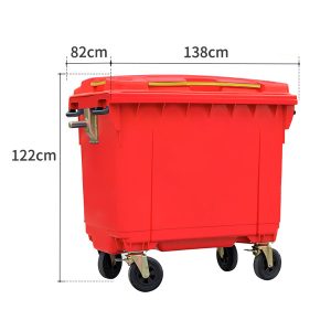 Thùng rác 660L màu đỏ nhựa HDPE – Thùng rác công cộng cỡ lớn Plasticsaigon - anh san pham