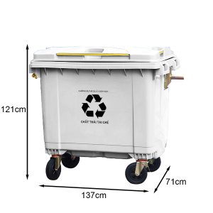 Thùng rác 660L màu trắng nhựa HDPE đựng chất thải tái chế Plasticsaigon - anh san pham