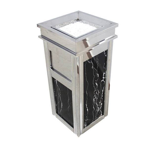 Trang chủ Thùng rác đá hoa cương đen inox trắng 50L chống ăn mòn, phù hợp văn phòng