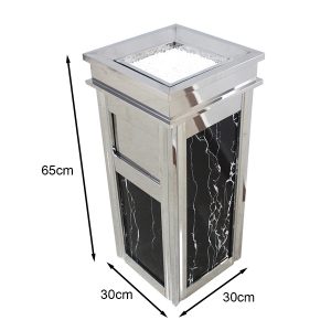 Thùng rác đá hoa cương đen inox trắng 50L chống ăn mòn, phù hợp văn phòng - hình 1