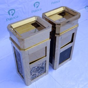 Thùng rác đá hoa cương vân đỏ 60L composite bền đẹp công cộng - hình 1