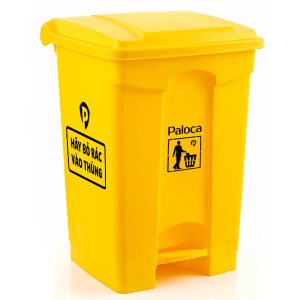 Thùng rác đạp chân 45L nhựa HDPE màu vàng bền chắc tiện lợi