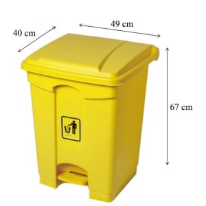 Thùng rác đạp chân 68L nhựa HDPE màu vàng bền bỉ tiện lợi - hình 1