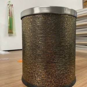 Thùng rác bọc giả da vân vỏ cây Ø25 dung tích 25L composite bền đẹp - hình 1
