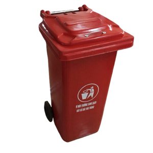 Thùng rác composite 240L màu đỏ bền chắc cho công cộng và công nghiệp