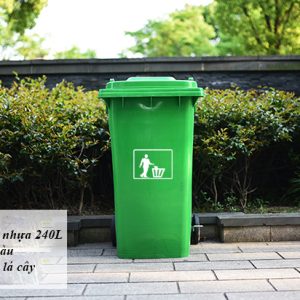 Thùng rác composite 240L màu xanh lá cây Plasticsaigon - hinh 2