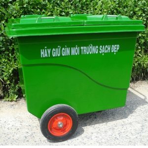 Thùng rác composite 660l 3 bánh đúc Plasticsaigon - hinh 2