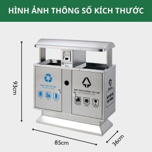 Thùng rác công viên 2 ngăn phân loại Plasticsaigon - anh san pham