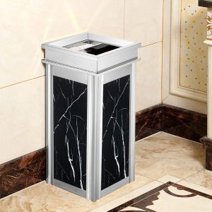 Thùng rác đá hoa cương đen inox trắng Plasticsaigon - hinh 2