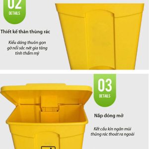 Thùng rác đạp chân 45L màu vàng Plasticsaigon - hinh 2