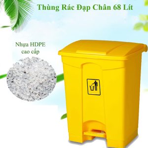Thùng rác đạp chân 68L màu vàng Plasticsaigon - hinh 2
