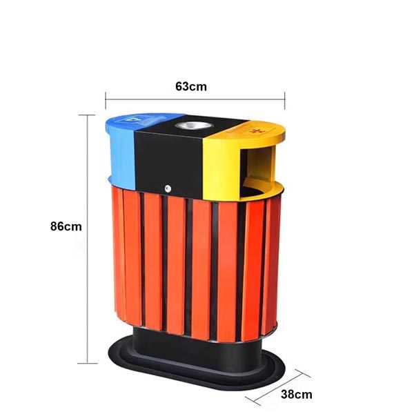 Thùng rác đôi ngoài trời giả gỗ Thùng rác đôi ngoài trời giả gỗ Plasticsaigon - hinh 4