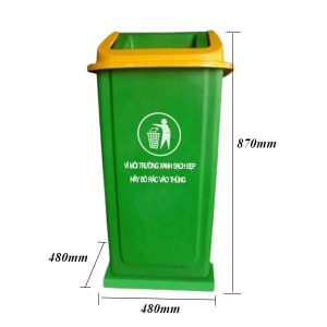 Thùng rác đế bê tông composite 90L chống chịu thời tiết tốt - hình 1