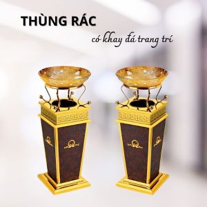 Thùng rác giả da khay thủy tinh 20L bền đẹp cho văn phòng gia đình - hình 1