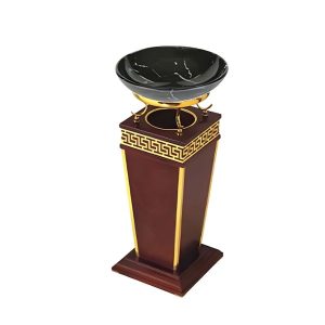 Thùng rác gỗ khay thủy tinh 20-60L bền đẹp cho văn phòng và gia đình