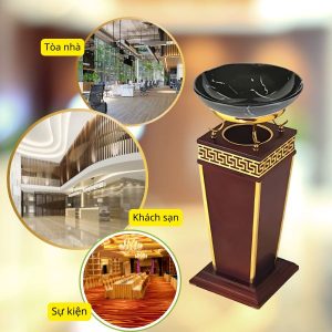 Thùng rác gỗ khay thủy tinh Plasticsaigon - anh san pham