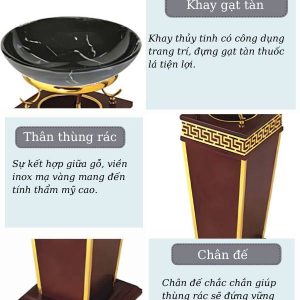 Thùng rác gỗ khay thủy tinh Plasticsaigon - hinh 2