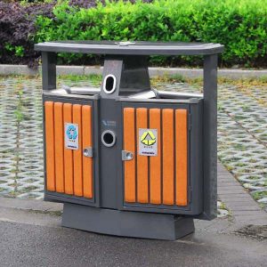 Thùng rác gỗ nhựa 2 ngăn dung tích 60L bền đẹp cho văn phòng và gia đình - hình 1