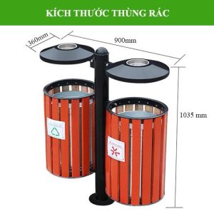Thùng rác gỗ treo đôi ngoài có trời gạt tàn Plasticsaigon - hinh 2