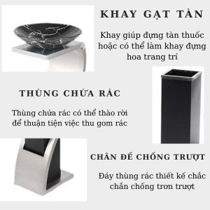 Thùng rác hình chữ Z inox trắng Plasticsaigon - hinh 2