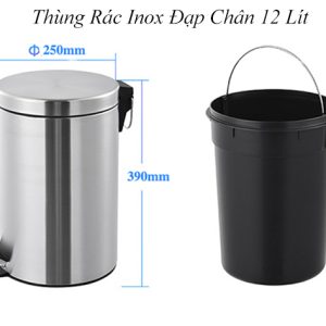 Thùng rác inox 12 lít đạp chân – Giảm giá 30% Plasticsaigon - anh san pham