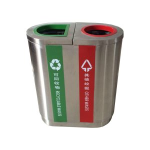 Thùng rác inox 2 ngăn 60L bền đẹp cho gia đình, văn phòng, công cộng - hình 1