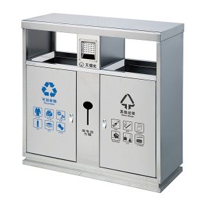Thùng rác inox 2 ngăn có gạt tàn Plasticsaigon - hinh 2