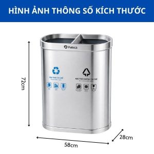 Thùng rác inox 2 ngăn không nắp Plasticsaigon - anh san pham