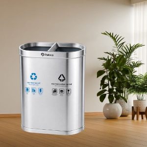 Thùng rác inox 2 ngăn không nắp Plasticsaigon - hinh 2