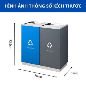 Thùng rác inox 2 ngăn nắp lật Plasticsaigon - anh san pham