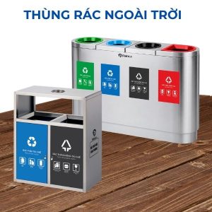 Thùng rác inox 2 ngăn nắp lật Plasticsaigon - hinh 2
