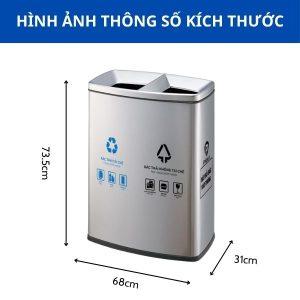 Thùng rác inox 2 ngăn ngoài trời Plasticsaigon - anh san pham