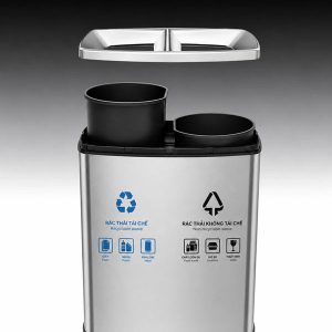 Thùng rác inox 2 ngăn ngoài trời Plasticsaigon - hinh 2