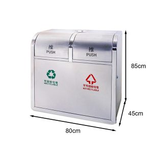 Thùng rác inox 2 ngăn phân loại 60L bền đẹp cho văn phòng và công cộng - hình 1