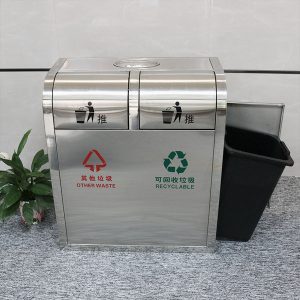 Thùng rác inox 2 ngăn phân loại Plasticsaigon - anh san pham